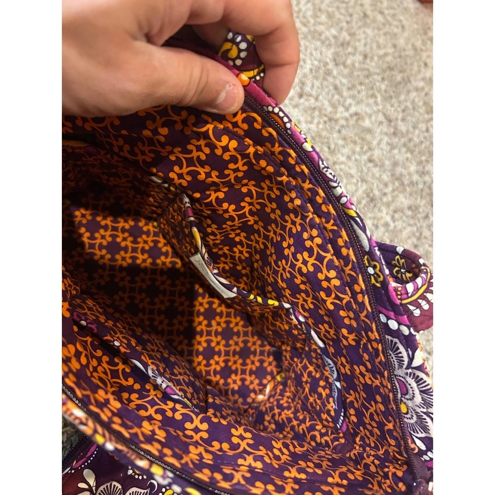 Vera Bradley Vibrant Paisley Quilted Tote Bag and Turnlock Wallet‎ Set Purple